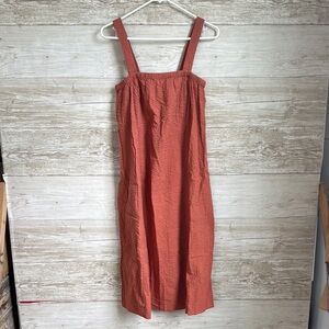 ASOS Crinkle Cotton Textured Midi Dress Rust Terra Cotta Color Size 2